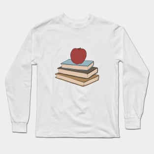 Apple on Book Stack - Red Apple & Books Long Sleeve T-Shirt